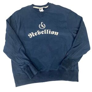 Nike Rebellion Club‎ Crewneck Sweatshirt Navy Blue Mens Size M Made in Egypt